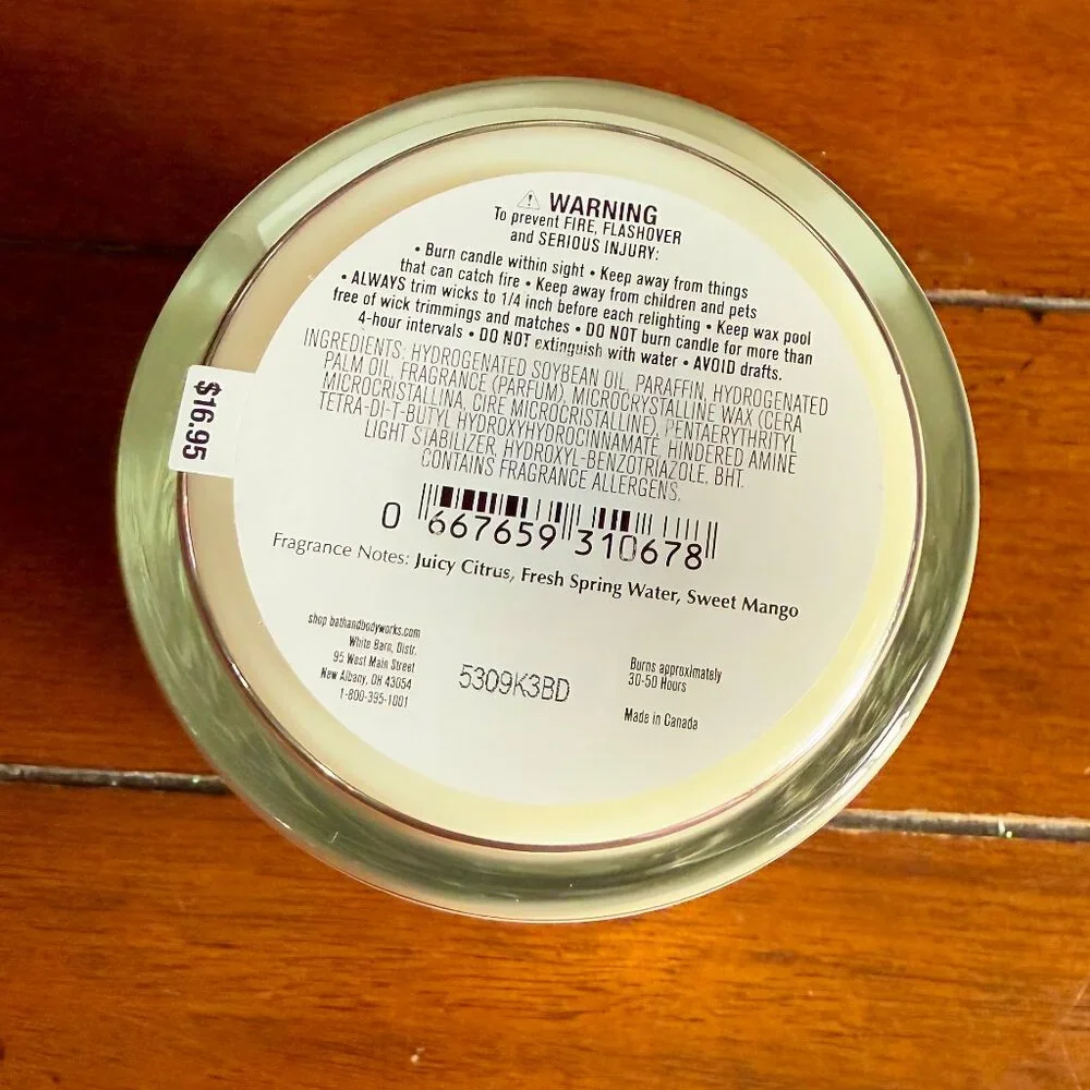NEW MIDNIGHT BLUE CITRUS Single Wick Candle Bath & Body Works